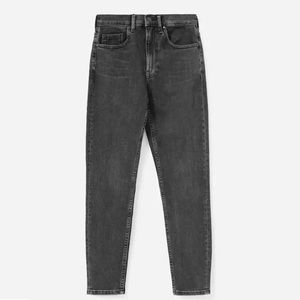 Everlane High Rise Straight Skinny Jean in Washed Black